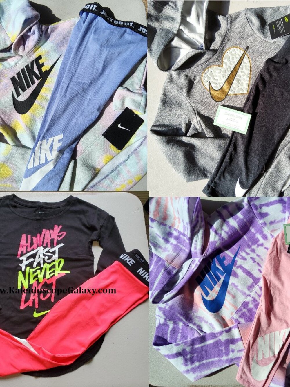 8pc Nike Girls Size 5 Leggings & Size 6 Hoodies ~ Tie Dye
